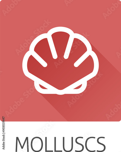 A seashell shell clam mollusc food stylised icon. Possibly an icon for the allergen or allergy or a seafood concept.