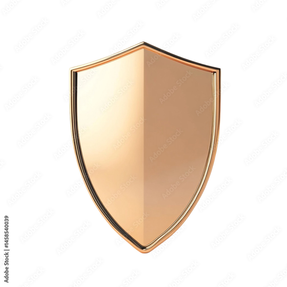 A golden shield isolated on white background a blank template for design A golden shield isolated on white background a blank template for design