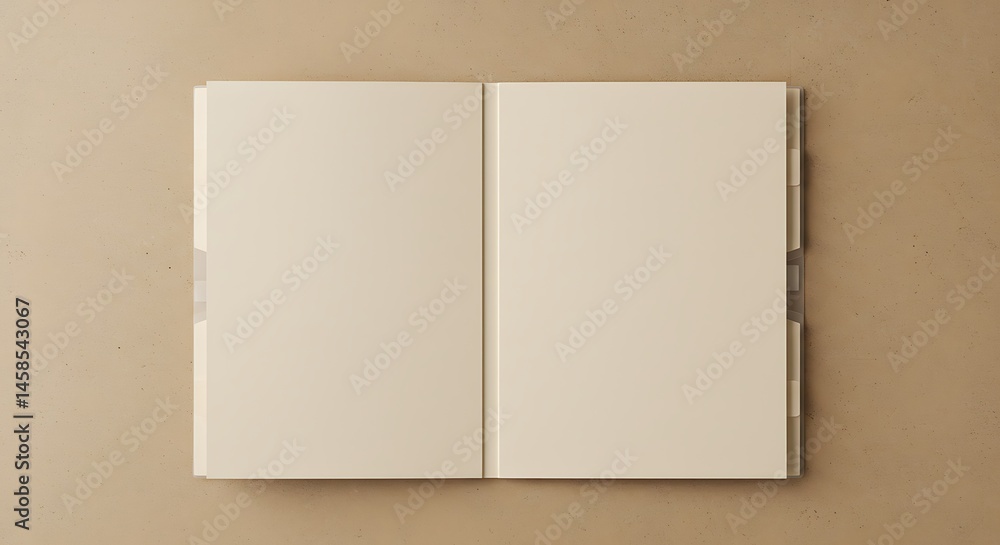 Fototapeta premium Open blank page journal with tab dividers, ready for creative content
