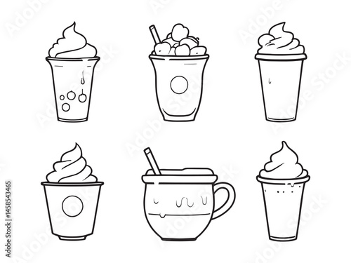 Caramel Frappuccino Simple Line Art Clear Vision