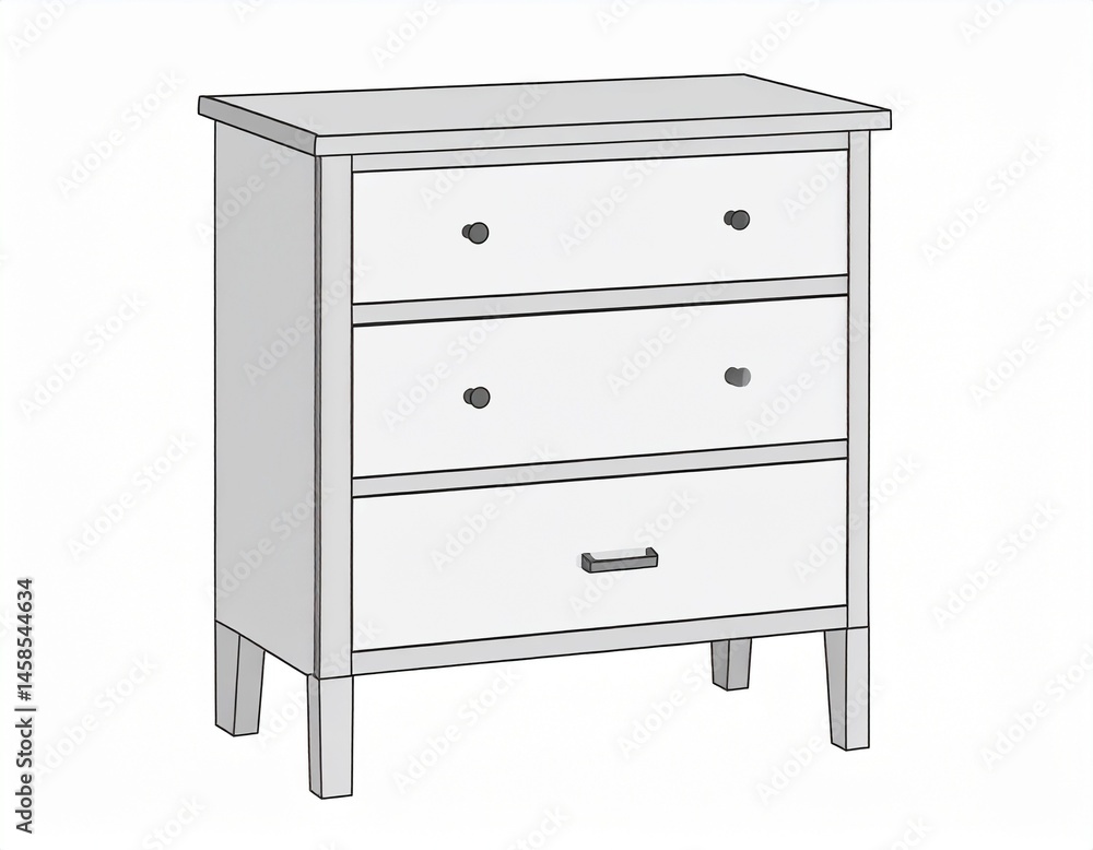 A three-drawer cabinet made with wood, featuring knobs and a sleek design. It is placed on a white background, creating a clean look A three-drawer cabinet made with wood, featuring knobs and a sleek design. It is placed on a white background, creating a clean look