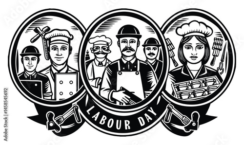 "Labour Day Illustration – Workers Celebration Vintage Art"