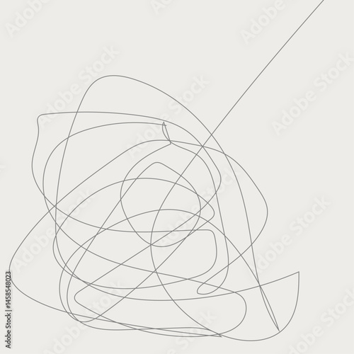 Minimal abstract artwork with expressive scribbles and soft textures. Hand drawn art template on paper in neutral tones. A modern and artistic composition with dynamic lines
