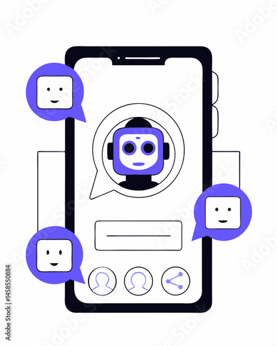 Mobile Chatbot App Interface Vector Illustration