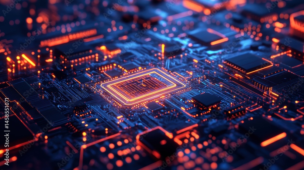 Obraz premium Artificial Intelligence Chip Processing Futuristic Design