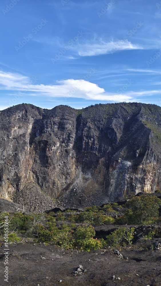 Crater of Mount Ciremai Under Clear Blue Sky Crater of Mount Ciremai Under Clear Blue Sky