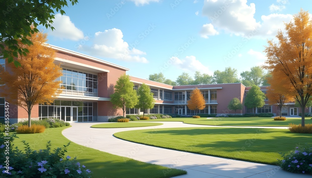 Fototapeta premium exterior environment of a modern educational building 