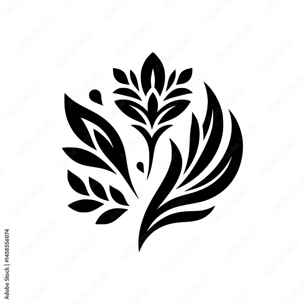 Fototapeta premium Elegant Black and White Floral Design Element