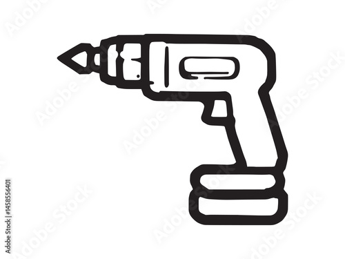 Cordless Drill Clear Vision Simple Line Art