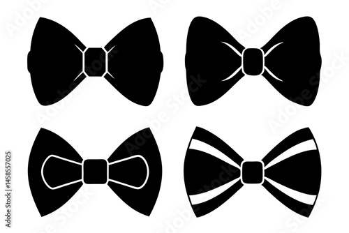 set of bow tie silhouette vector illustration