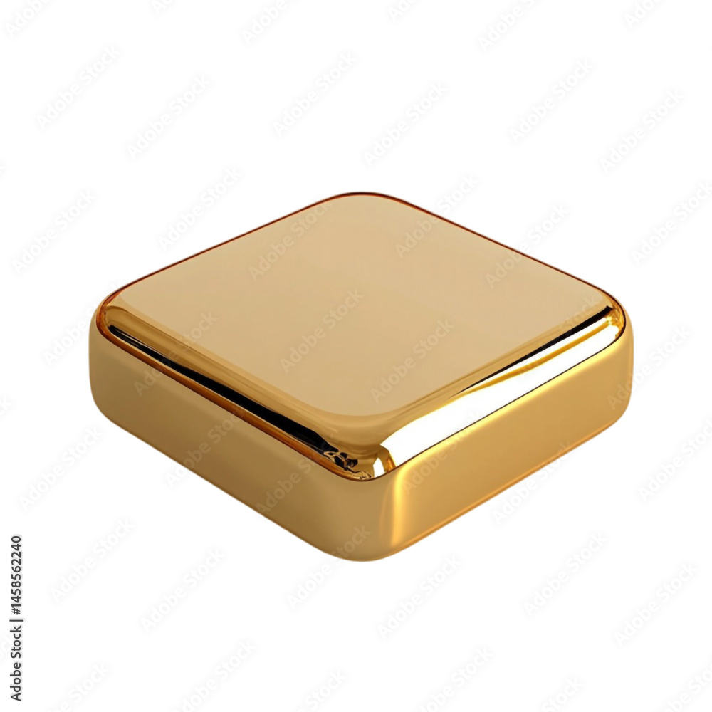 Golden square object on colorful striped background luxury design product Golden square object on colorful striped background luxury design product