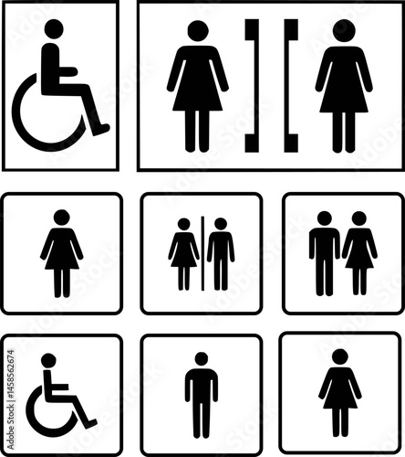 Toilet icons set black color logotype Symbols Set Free Vector Download