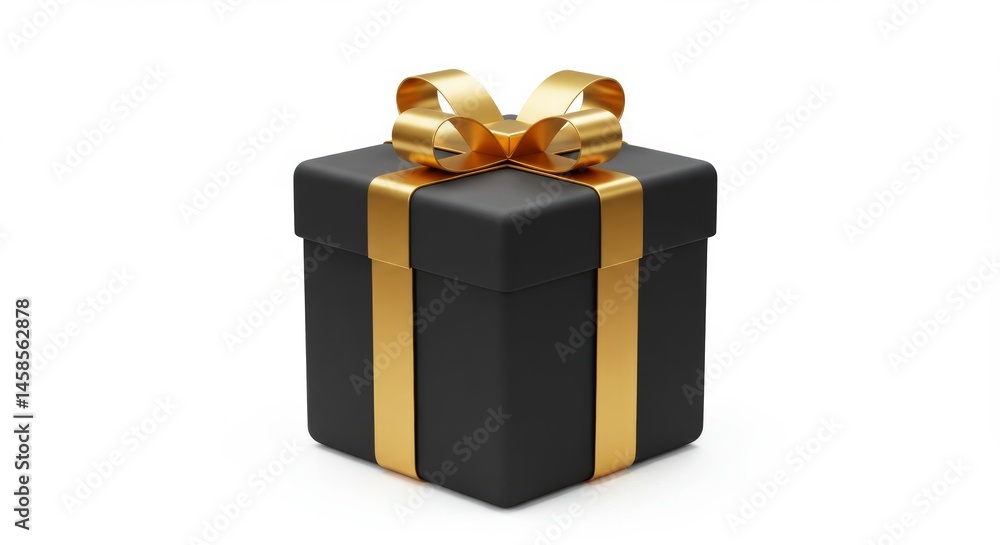 Elegant Black Gift Box with Golden Ribbon and Bow for Special Occasions Elegant Black Gift Box with Golden Ribbon and Bow for Special Occasions