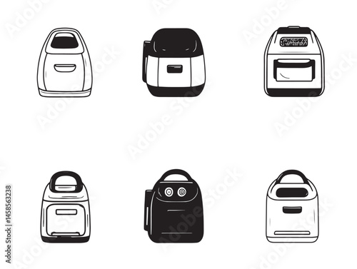 Detailed Deep Fryer Line Art for Restaurant Equipment Design
