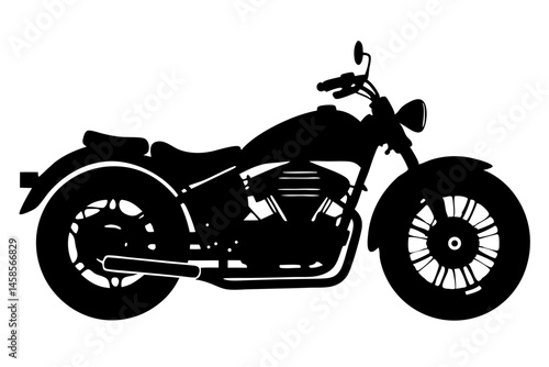 Cruiser motorcycle side view silhouette classic design on transparent background, cruiser motorcycle, motorcycle, silhouette, side view, vehicle, transportation, chopper, bike, motorbike, retro