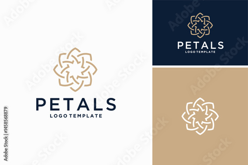 Several Geometric Lines becomes a Flower Petals or Eight Octagon Floral Star Pattern for Natural logo design