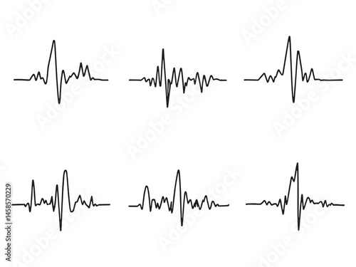 Electrocardiograph Medical Line Art Set