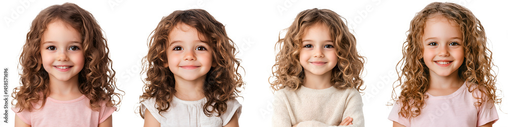 Cheerful young girls with curly hair and bright smiles Cheerful young girls with curly hair and bright smiles