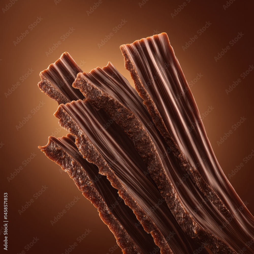 Dark Chocolate Strips on Brown Background for Gourmet Cooking Ideas