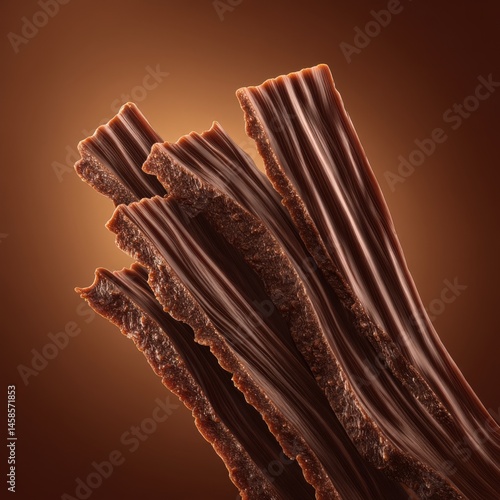 Obraz na płótnie Dark Chocolate Strips on Brown Background for Gourmet Cooking Ideas w salonie