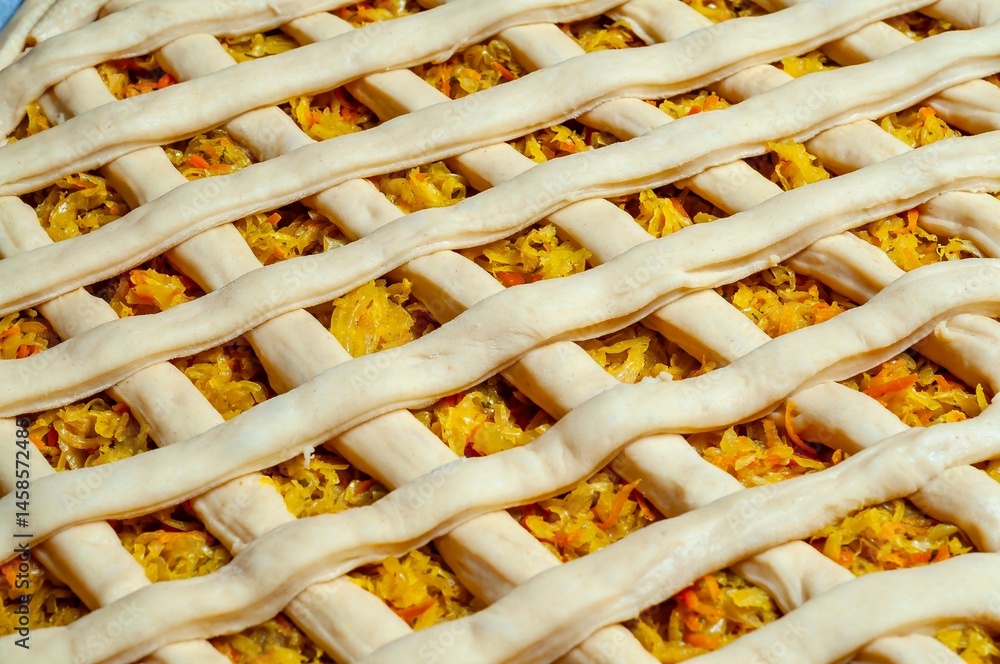 Delicious homemade vegetable pie with a beautiful golden lattice crust and fresh filling.