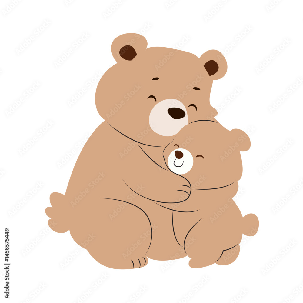 Mother Bear Cub Tender Hug Illustration Mother Bear Cub Tender Hug Illustration