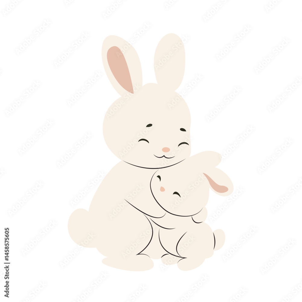 Mother Rabbit Hugging Baby Bunny Mother Rabbit Hugging Baby Bunny
