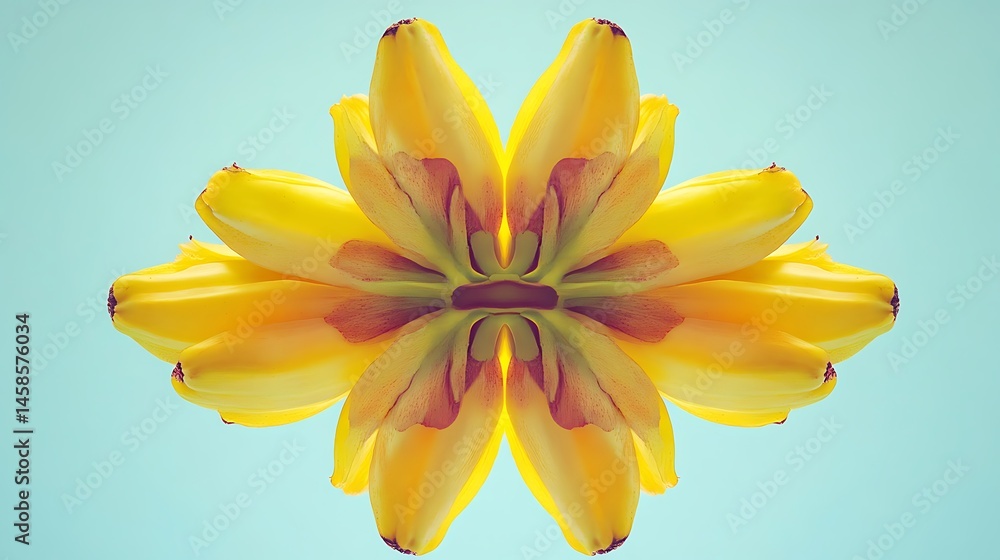 Obraz premium Banana centered in symmetrical composition with soft edge vignette