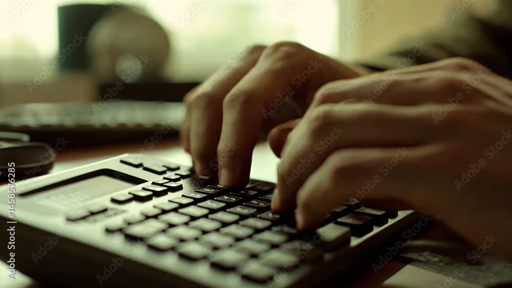 Person using calculator, financial planning and calculations for successful business Person using calculator, financial planning and calculations for successful business