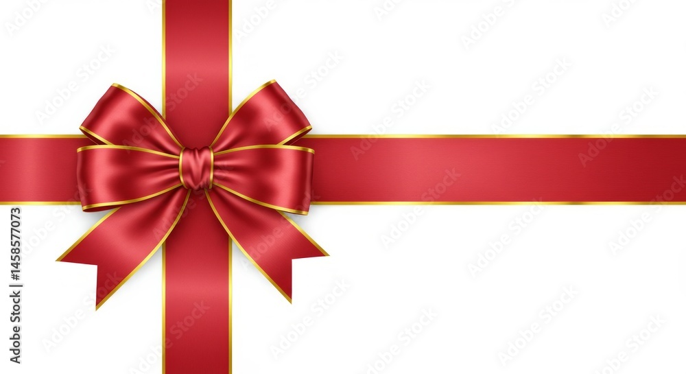 Classic red ribbon with golden trim, perfect for gift wrapping and festive design Classic red ribbon with golden trim, perfect for gift wrapping and festive design