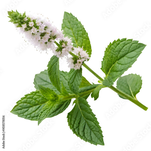 Blooming peppermint flower isolated on transparent background