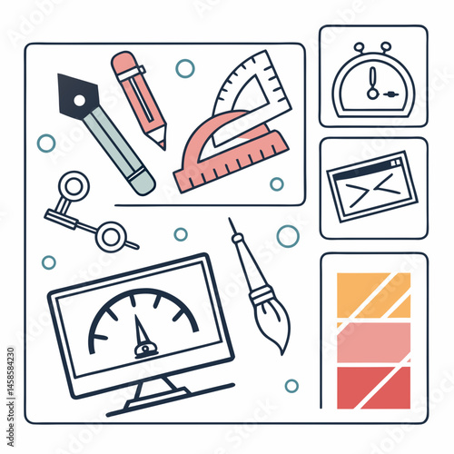 cut out, icon set, art, computer graphic, illustration, symbol, vector, icon symbol, curve, horizontal, outline, design element, modern, technology, circle, design, digitally generated image, sign, wo
