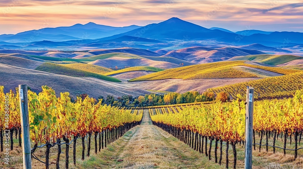 Fototapeta premium Autumn Vineyard Landscape