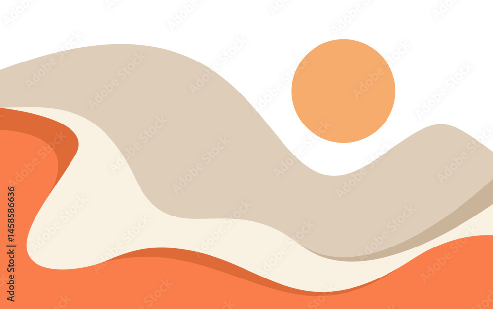 Desert Mountain Vector. Simple Mountain and Sun Background Abstract. Desert Mountain Vector. Simple Mountain and Sun Background Abstract.