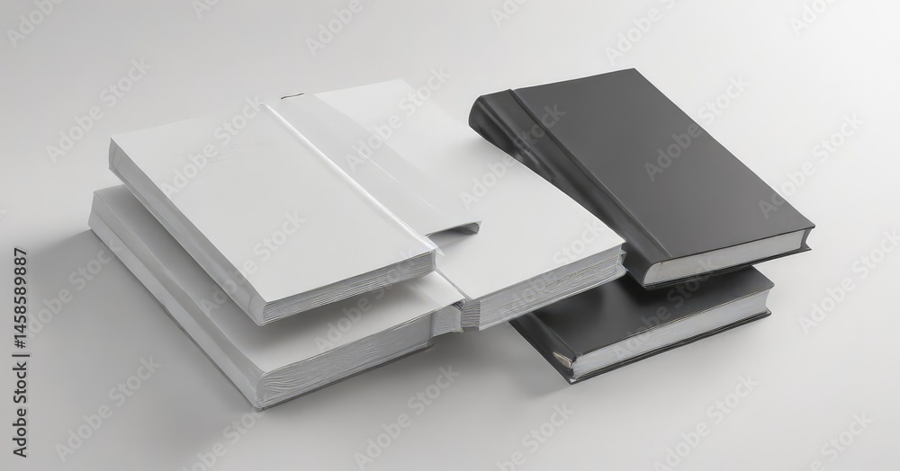 Three book cover mockups, varying sizes, isolated on white , large, isolated, perspective Three book cover mockups, varying sizes, isolated on white , large, isolated, perspective