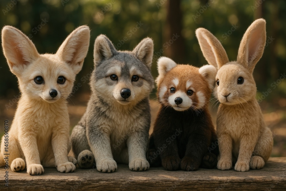 Obraz premium Adorable animal friends together.