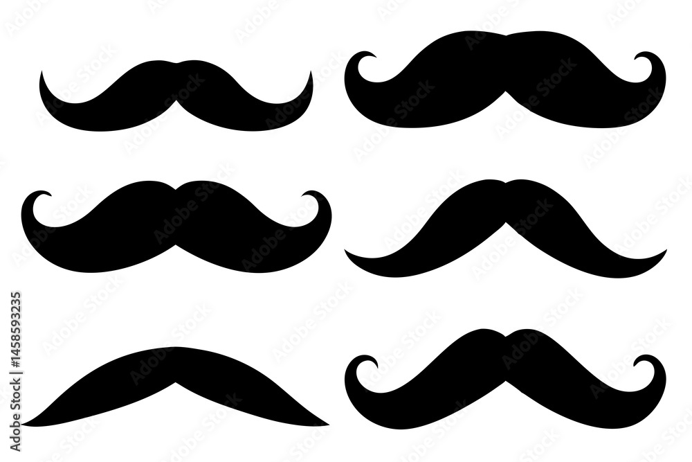 set of Mustache element silhouette vector illustration set of Mustache element silhouette vector illustration