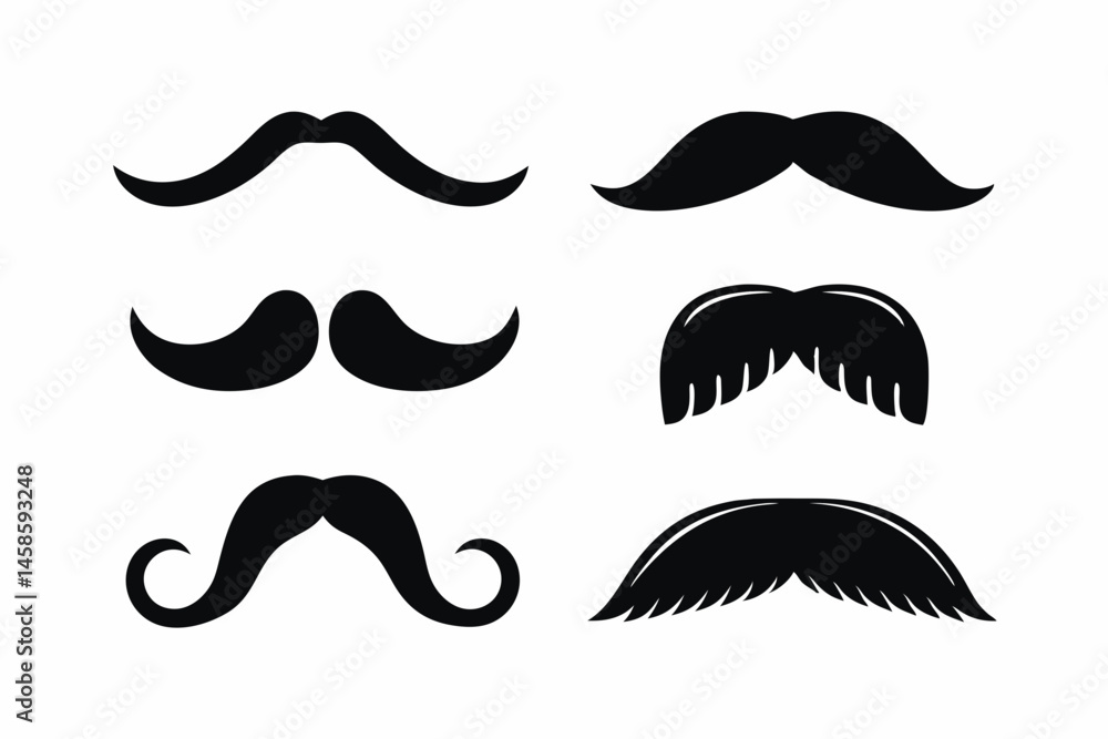 set of Mustache element silhouette vector illustration set of Mustache element silhouette vector illustration