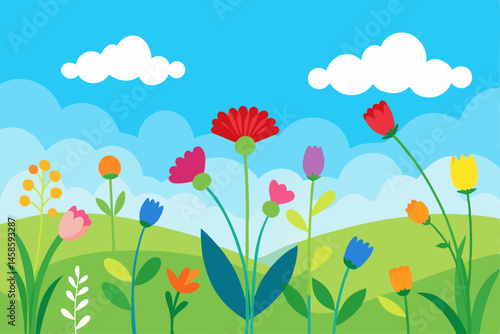 spring flowers and grass