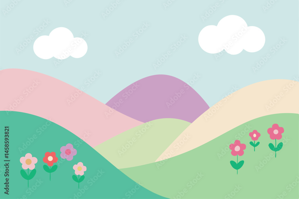 Fototapeta premium spring landscape with flowers