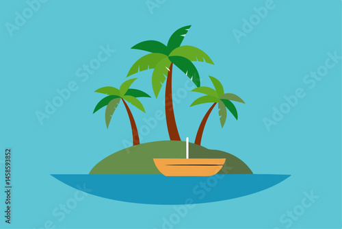 tropical island with palm trees