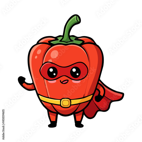 cute icon character paprika dressed as a superhero.