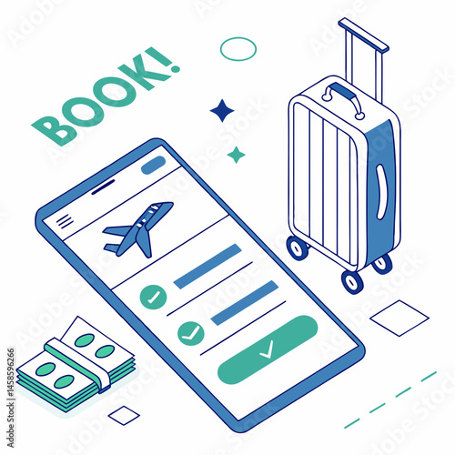 travel booking, vector, white background