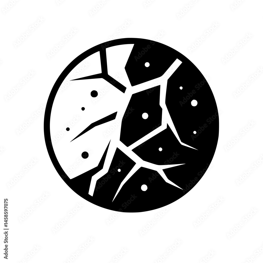 Abstract Circle with Cracks and Dots, Black & White Logo Abstract Circle with Cracks and Dots, Black & White Logo