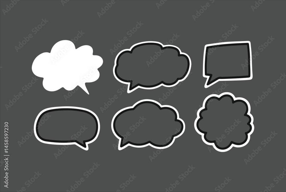 Diverse Speech Bubble Silhouettes on a Neutral Grey Backdrop Diverse Speech Bubble Silhouettes on a Neutral Grey Backdrop