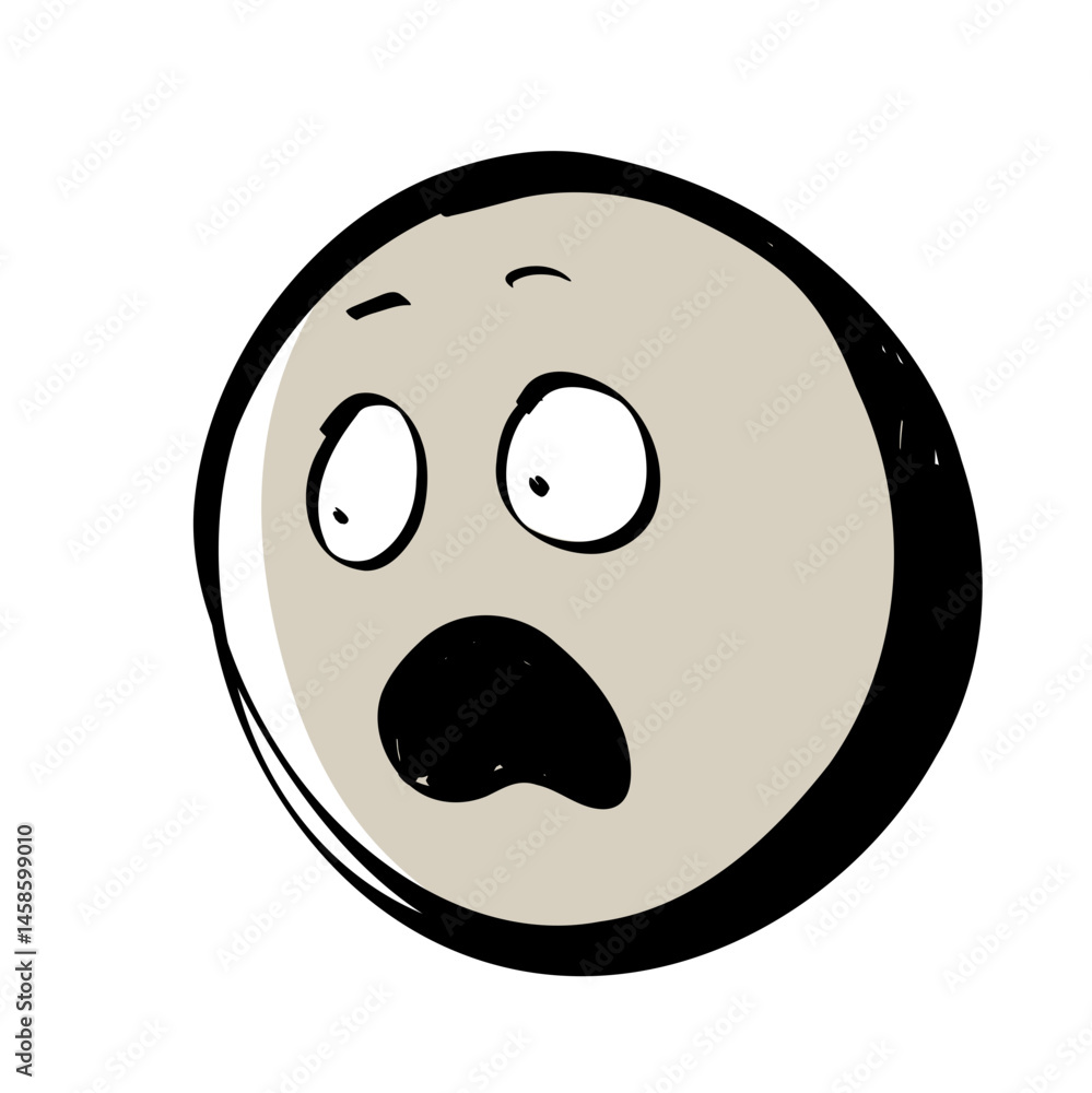 Obraz premium Shocked Emotion Doodle Sketch Emoji Illustration for Journal and Digital Sticker Use