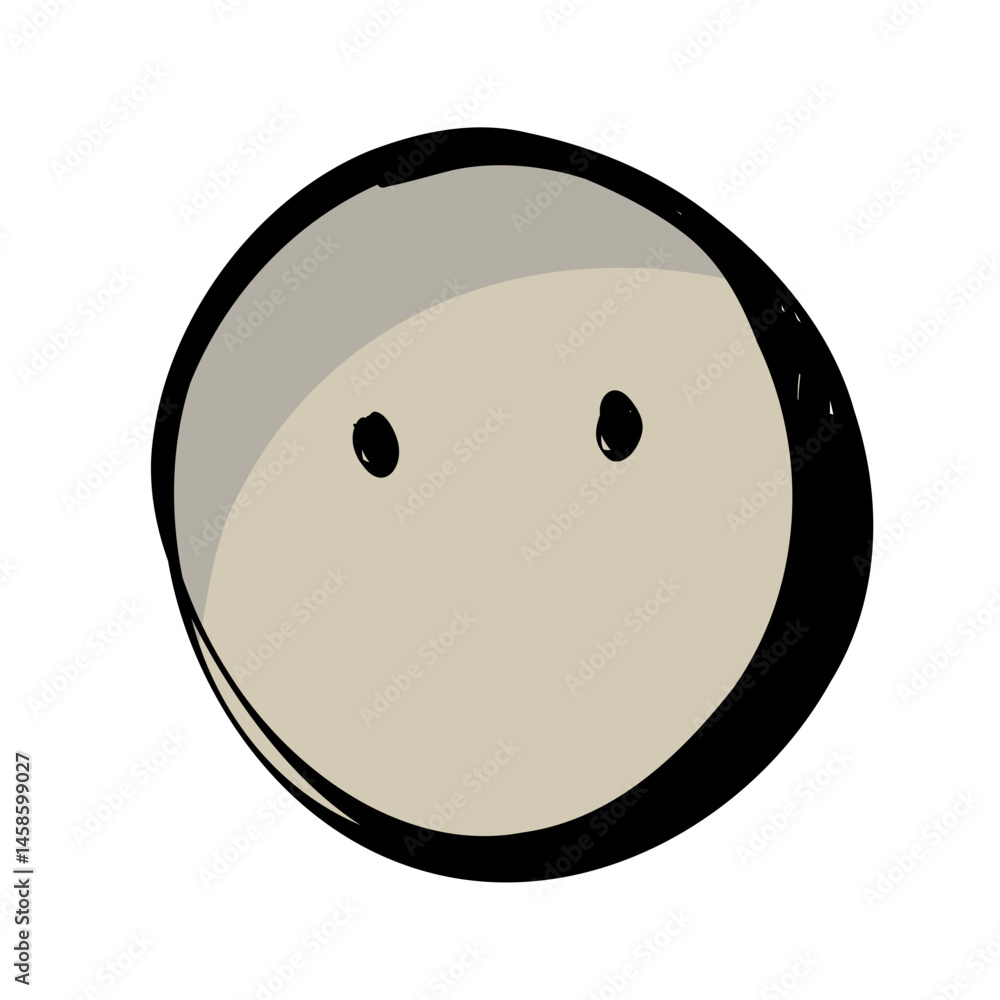 Fototapeta premium Emotionless Emotion Doodle Sketch Emoji Illustration for Journal and Digital Sticker Use