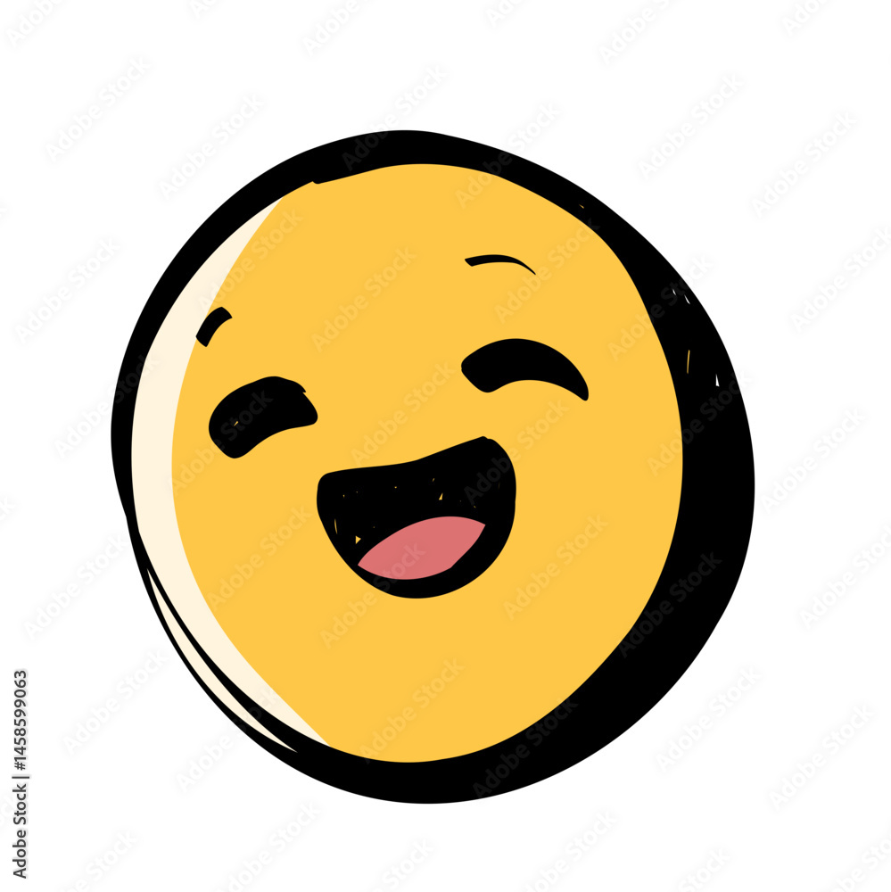 Fototapeta premium Laugh Emotion Doodle Sketch Emoji Illustration for Journal and Digital Sticker Use