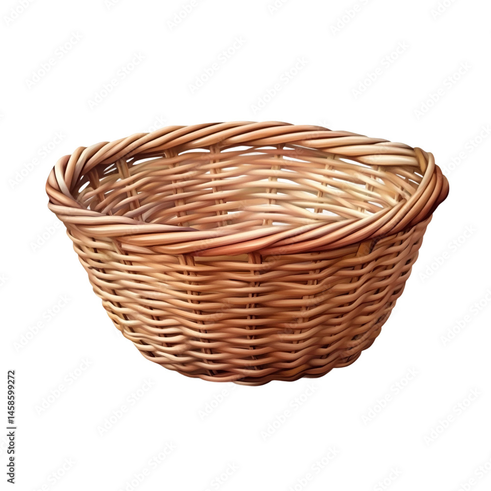Fototapeta premium Woven basket isolated on transparent or white background