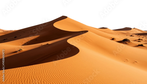 Desert dunes on transparent PNG background. AI generated.
